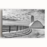 Black and white stretched canvas of a Kentucky landscape, ideal for kitchen wall art.