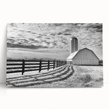 Black and white photo of Kentucky scenery on large stretched canvas, ideal for kitchen wall art or bedroom decor.