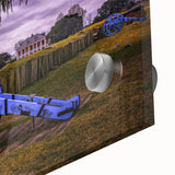 Large abstract wall art depicting a Louisiana landscape in mid-century modernist style on acrylic glass.