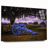 Large abstract wall art of a Louisiana scenery in vibrant greens and blues on acrylic glass.