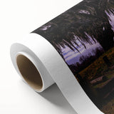 Art Deco style poster of a Louisiana landscape on a rolled canvas, featuring muted earth tones.