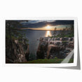 Rolled print of Acadia National Park with vibrant green and blue tones, ideal for art wall dining room.