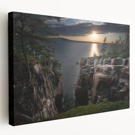 Acadia National Park scenery on large stretched canvas, featuring lush green tones, ideal for kitchen wall art.