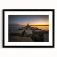 Extra large abstract art print of a colorful Maine scenery in a black frame with a textured finish.
