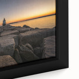 Black wall art featuring a textured Maine scenery in vibrant colors on a framed canvas, ideal for living room decor.