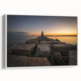 Vintage poster art of Maine scenery on framed canvas, featuring colorful art in extra large size.