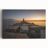Black and white landscape of Maine scenery on large stretched canvas, ideal for kitchen wall art.