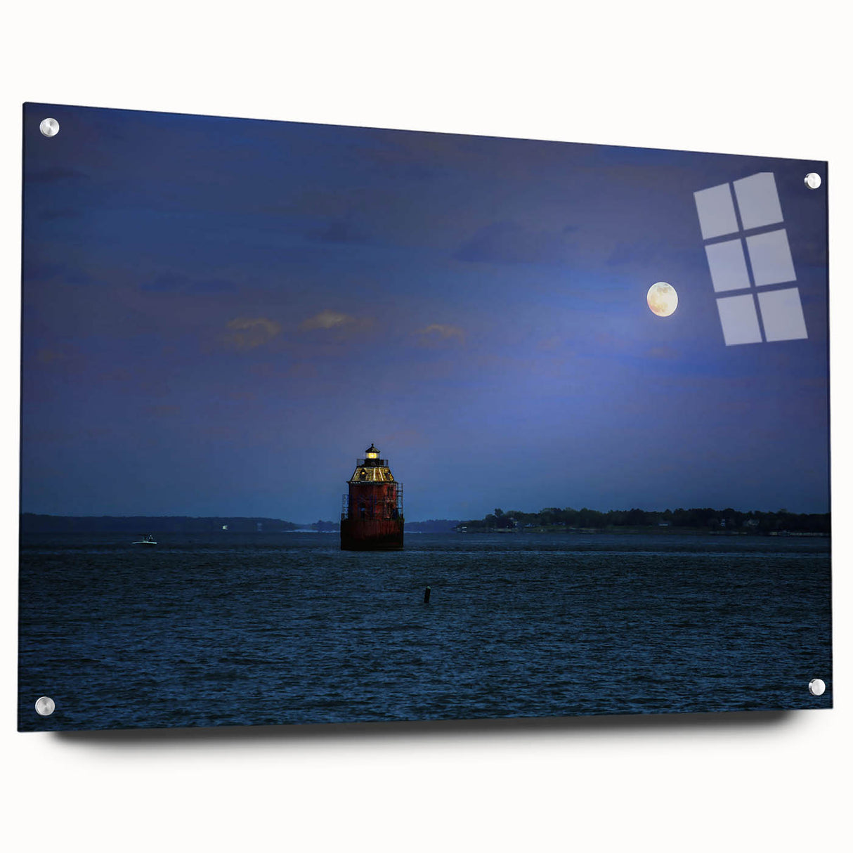 Large abstract wall art of Annapolis scenery in muted tones on acrylic glass, ideal for bedroom or dining room decor.