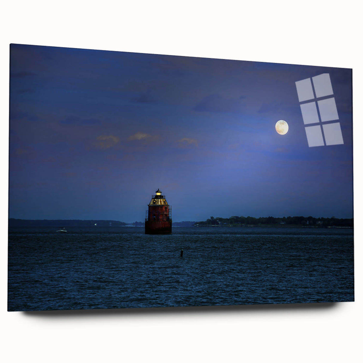 Acrylic print of Annapolis scenery in muted blue and green tones, suitable for dining room or bedroom decor.