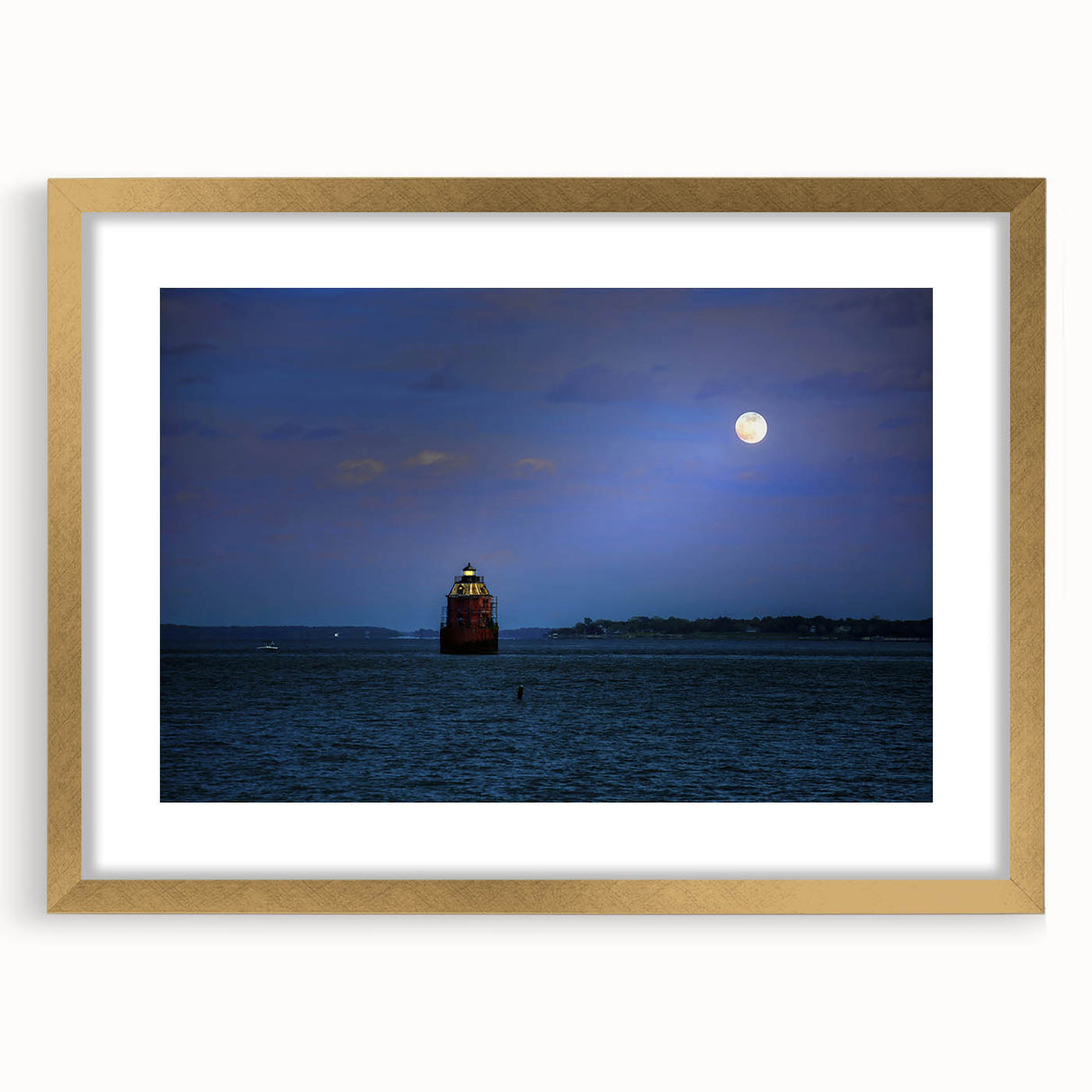 Extra large abstract art print of Annapolis scenery in textured tones, framed in gold, ideal for living room decor.