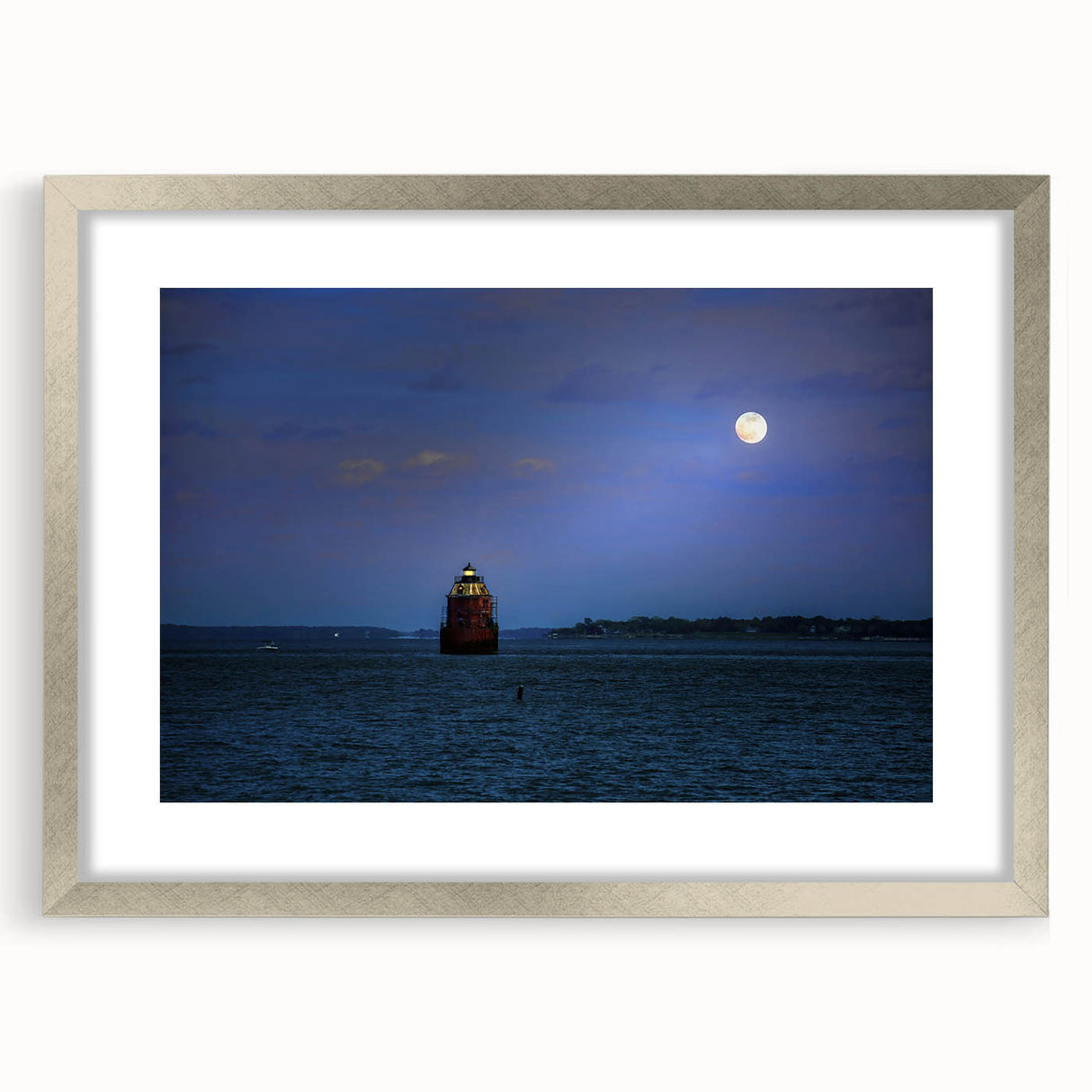Textured abstract art print of Annapolis scenery in silver frame, ideal for bedroom art.