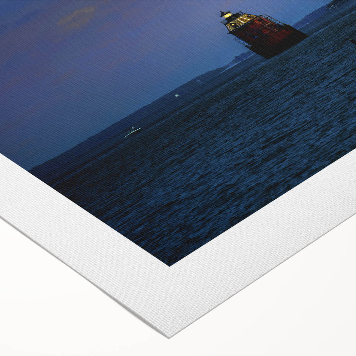 Art deco poster of Annapolis skyline in muted blue and gray tones on rolled canvas, suitable for dining room wall art.