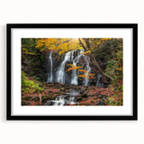 Extra large abstract art print of colorful Michigan Upper Peninsula scenery, in a black frame with a mat.