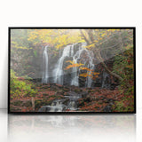 Large abstract wall art of Michigan's Upper Peninsula in muted earth tones, framed in black acrylic.