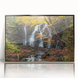 Mid-century modernist art depicting Michigan's Upper Peninsula in muted earth tones on a framed acrylic print.