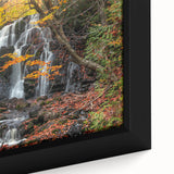 Extra large framed canvas of a textured Michigan Upper Peninsula scenery in black with colorful art accents.