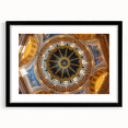 Extra large abstract art print depicting colorful, textured Minneapolis skyline on a framed black mat.
