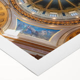 Art Deco poster of Minneapolis skyline in pastel shades on rolled canvas, suitable for dining room wall art.