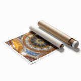 Extra large rolled print of Minneapolis scenery with floral elements in soft hues, ideal for classy bathroom wall art.