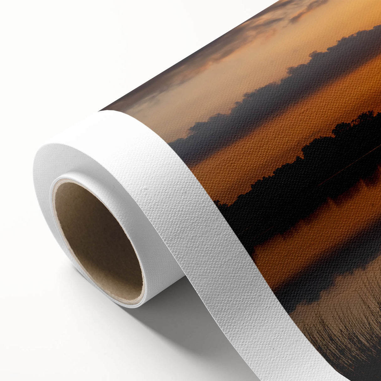 Art deco style poster of Minnesota scenery on rolled canvas, featuring subdued earth tones, suitable for nursery wall art.