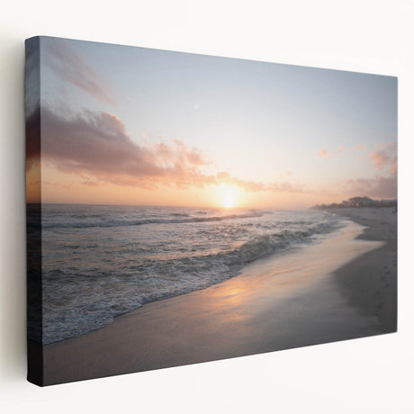Mississippi river landscape on stretched canvas, featuring muted earth tones, ideal for kitchen wall art.