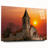 Acrylic print of a large abstract depiction of Kansas City in muted blue and gray tones.