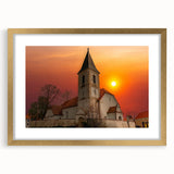 Extra large abstract art print of Kansas City skyline in gold frame, featuring textured brush strokes in muted earth tones.