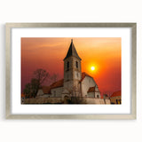 Textured art print of Kansas City skyline in muted gray tones on a framed silver mat, ideal for bedroom art.