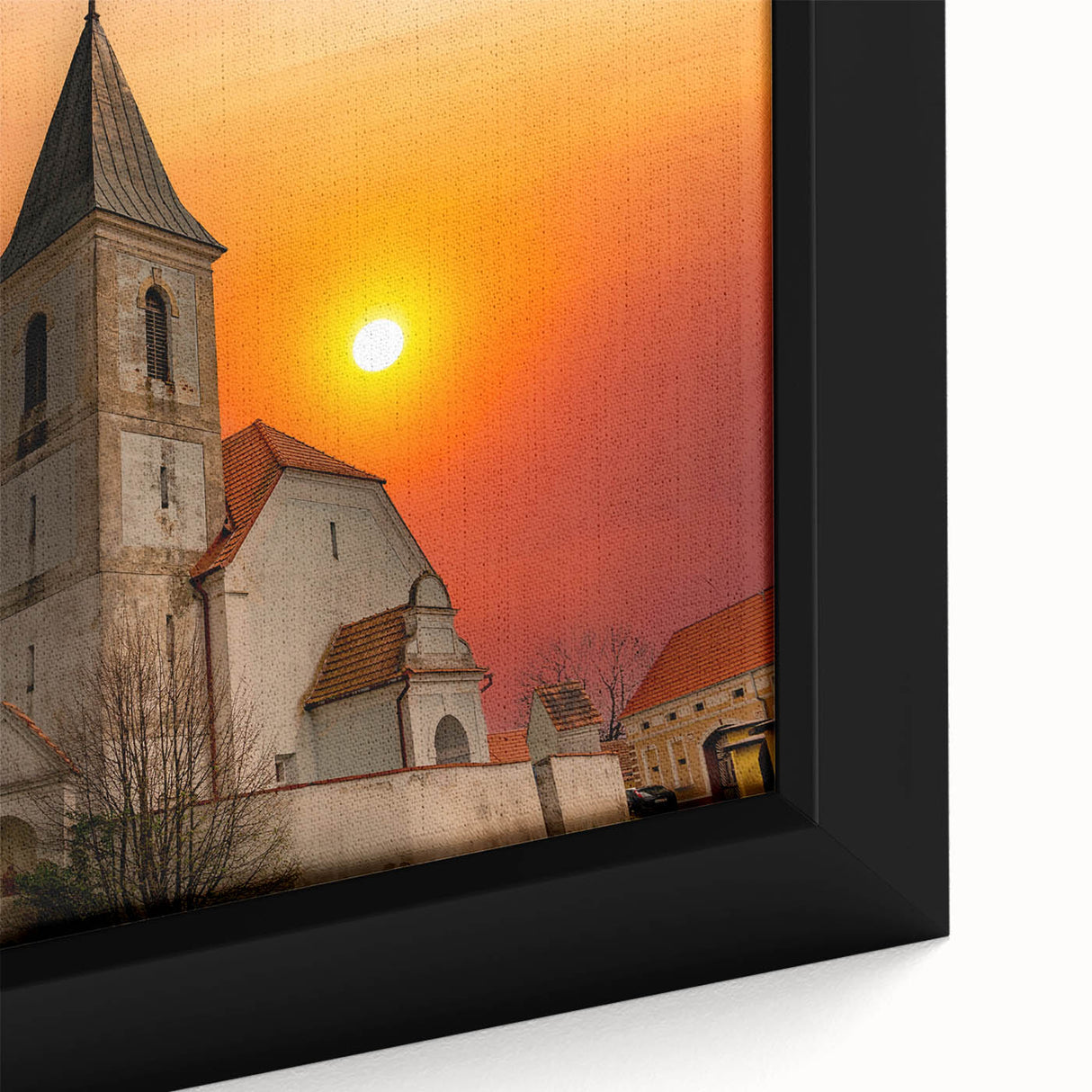 Extra large framed canvas of Kansas City scenery in black with colorful, textured details, ideal for living room decor.