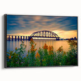 Framed canvas of St. Louis skyline in black and white tones, ideal for bedroom wall decor.