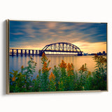 Framed canvas of St. Louis skyline in muted gold and black tones, suitable for bedroom wall decor.