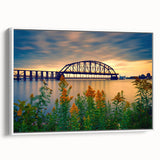 Vintage poster art of St. Louis skyline in colorful hues on extra large framed canvas, ideal for living room decor.