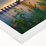 Art deco poster of St. Louis skyline in muted gold and blue tones on rolled canvas, suitable for dining room wall art.