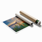 Extra large rolled print of St. Louis scenery with muted floral elements, ideal for classy bathroom wall art.
