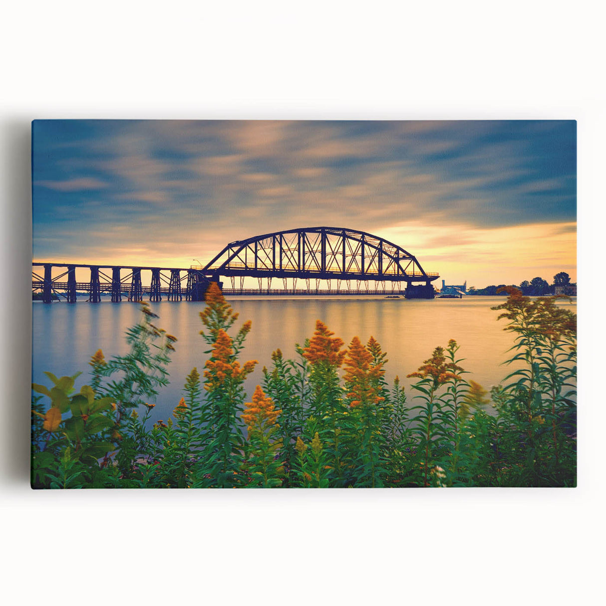 Black and white stretched canvas of St. Louis skyline, ideal for kitchen art.