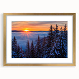 Extra large abstract art print of Montana scenery in gold frame, ideal for living room wall.
