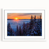 Abstract art print of Montana scenery in muted earth tones on a white-framed mat, suitable for dining room decor.