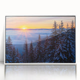 Acrylic print of a serene Montana landscape in soft pastel shades, framed in white, suitable for modern nursery decor.