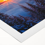 Art deco poster of Montana scenery in muted earth tones on rolled canvas, suitable for dining room wall art.