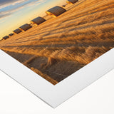 Art Deco-style poster depicting the Nebraska scenery in muted earth tones on rolled canvas.