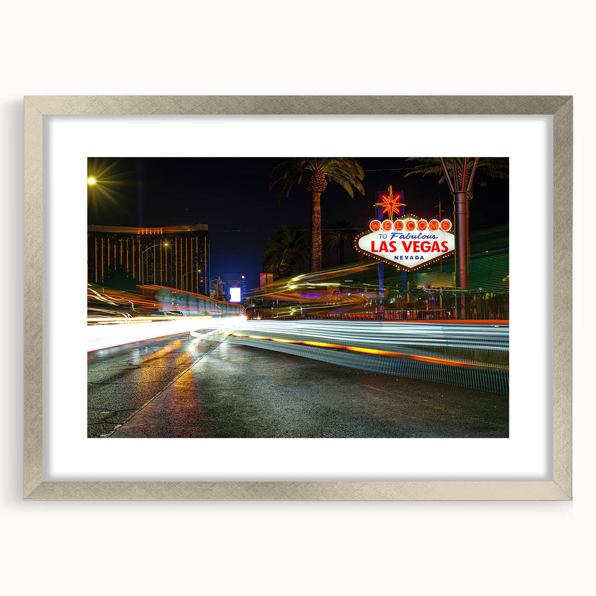 Textured art of abstract Las Vegas skyline in muted silver and gray tones on a framed canvas, suitable for bedroom decor.