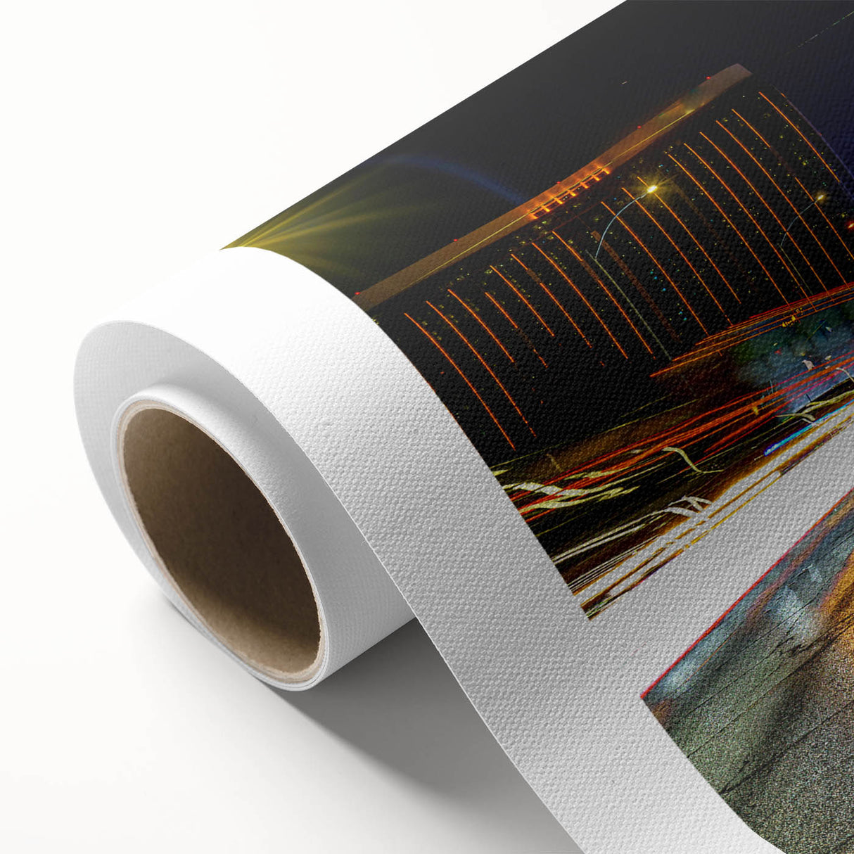Art Deco poster of Las Vegas skyline in pastel colors on rolled canvas, ideal for nursery wall art.