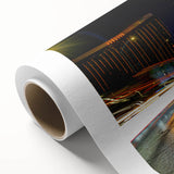 Art Deco poster of Las Vegas skyline in pastel colors on rolled canvas, ideal for nursery wall art.
