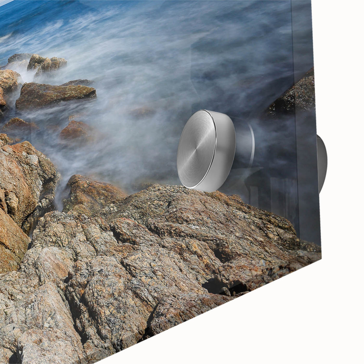 Large abstract depiction of New Hampshire scenery in muted earth tones on acrylic glass, suitable for dining room art.