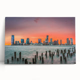 Large black and white stretched canvas featuring a panoramic New Jersey scenery, ideal for kitchen wall art or bedroom decor.
