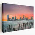 Scenic New Jersey landscape on stretched canvas, featuring muted green and blue tones, suitable for kitchen wall art.