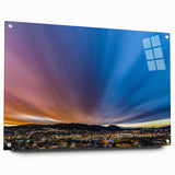 Acrylic print of a large abstract art piece featuring earthy tones, ideal for bedroom or dining room decor.