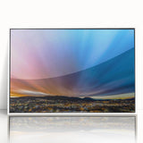 Acrylic print of New Mexico scenery in art deco style with pastel shades, ideal for modern nursery wall art.