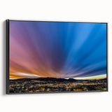 Black and white vintage poster art of a New Mexico landscape on framed canvas, suited for bedroom decor.