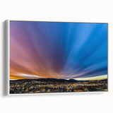 Vintage poster art depicting New Mexico scenery on a framed canvas, using a palette of vibrant colors.